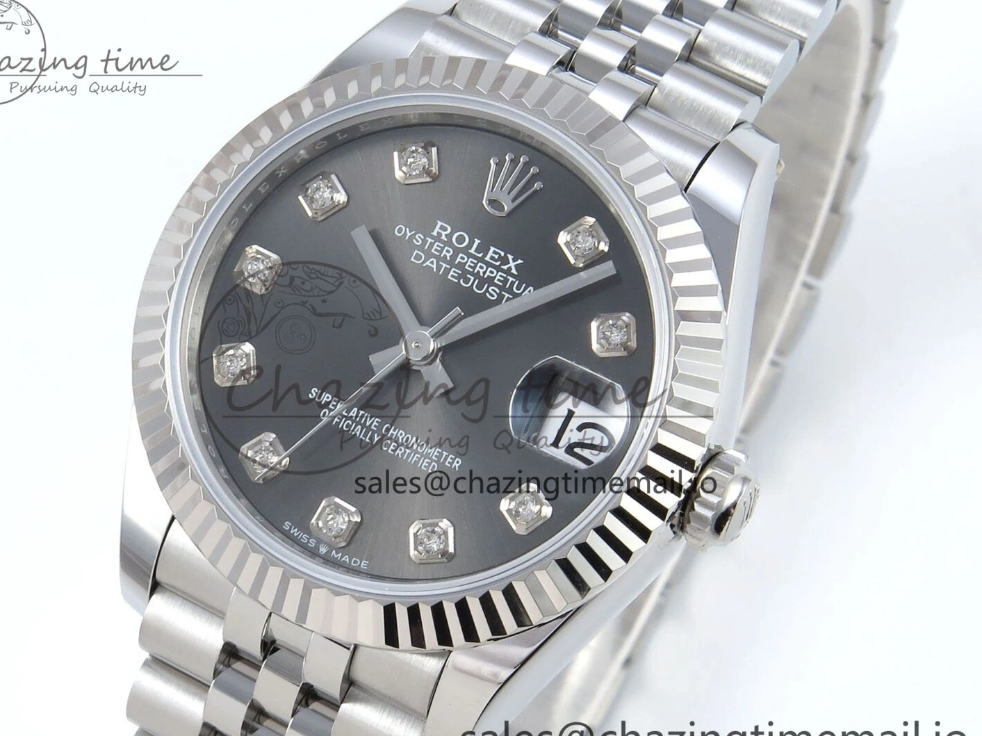 MiroTime 0304 DateJust 31 278274 ARF 1:1 Best Edition 904L Steel Gray Diamonds Dial on SS Jubilee Bracelet ETA OnTrend 541
